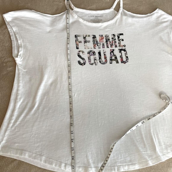 Lane Bryant Floral “Femme Squad” Cold Shoulder T-Shirt - Size 18/20 - Picture 9 of 11